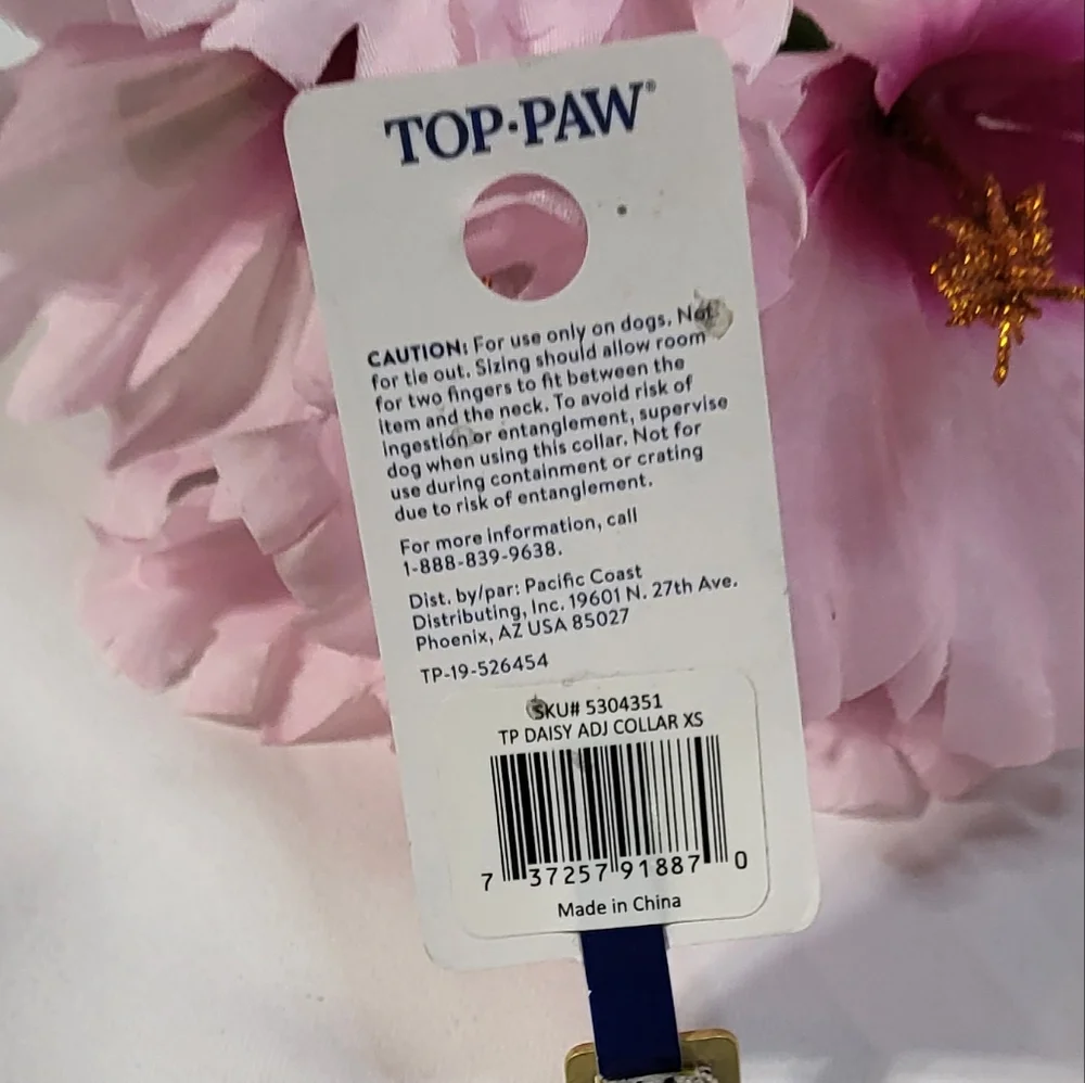 Top Paw NWT Daisy Floral Print Adjustable Nylon Dog Collar Size XS 🐈